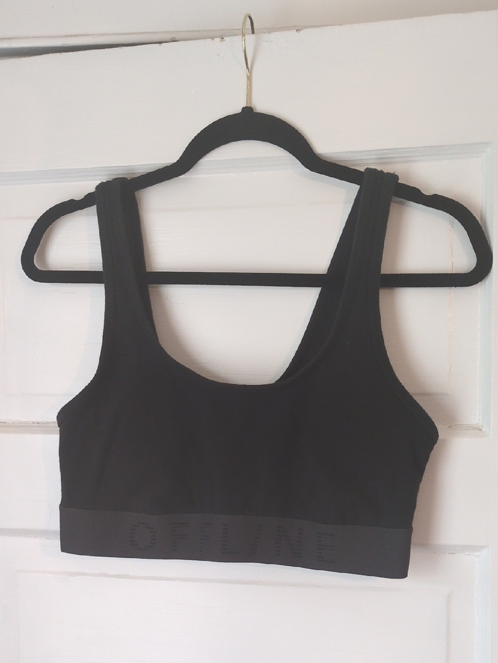 aerie Black Scoop Sports Bra with Branded Band